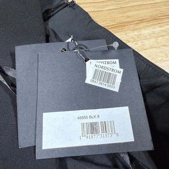 Mac Duggal IEENA NWT V-Neck Crepe Ball Gown Size 8 Tulle Skirt Black Pockets - Picture 7 of 11